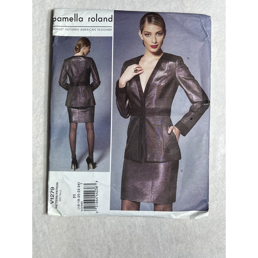 Vogue V1279 Pamella Roland Designer Jacket Skirt Sewing Pattern Size 16-24 Uncut